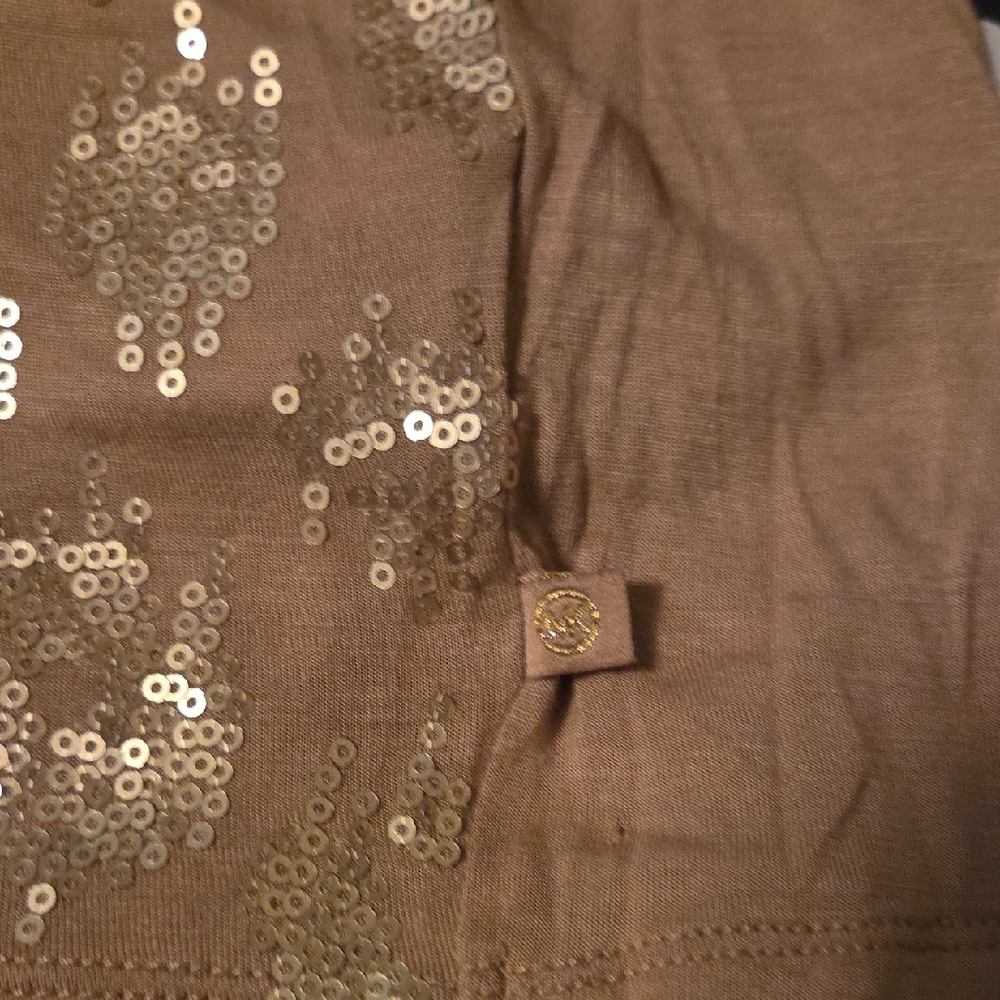 Michael Kors Beige Tank Top with Gold Sequin Accents - Picture 5 of 8